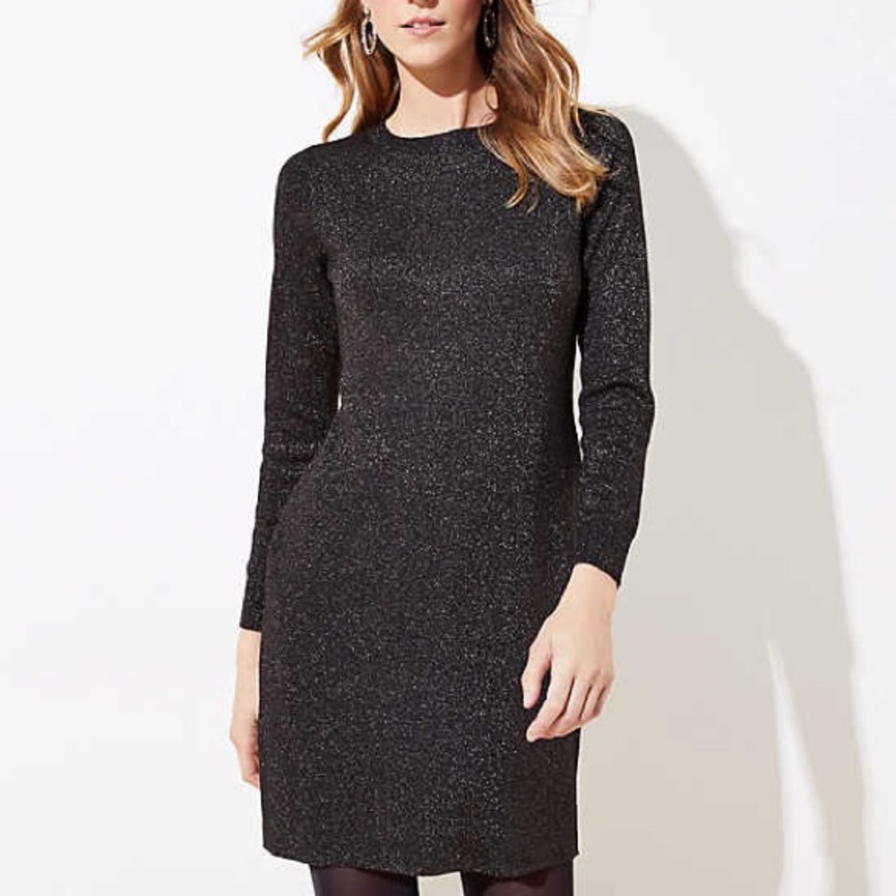 Petite Shimmer Mock Neck Sweater Dress